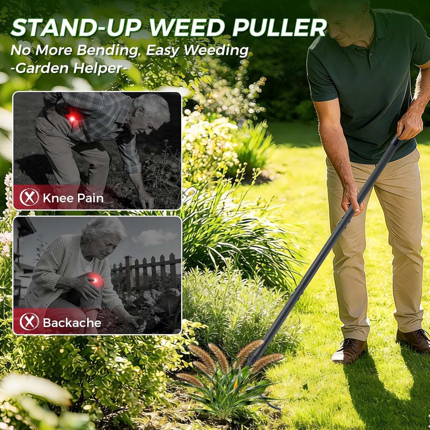 Wessae™ RootLift — Stand-Up Weed Puller