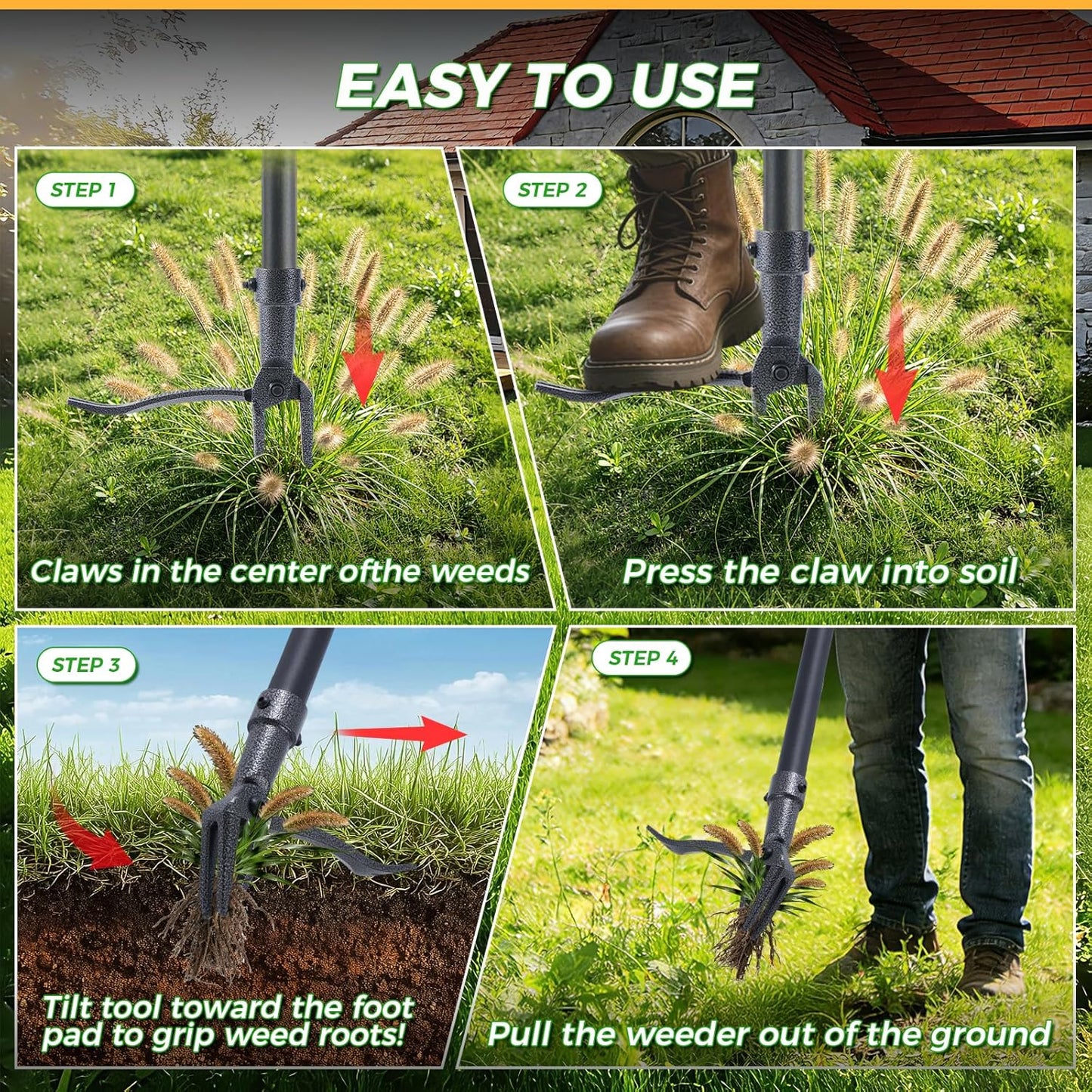 Wessae™ RootLift — Stand-Up Weed Puller